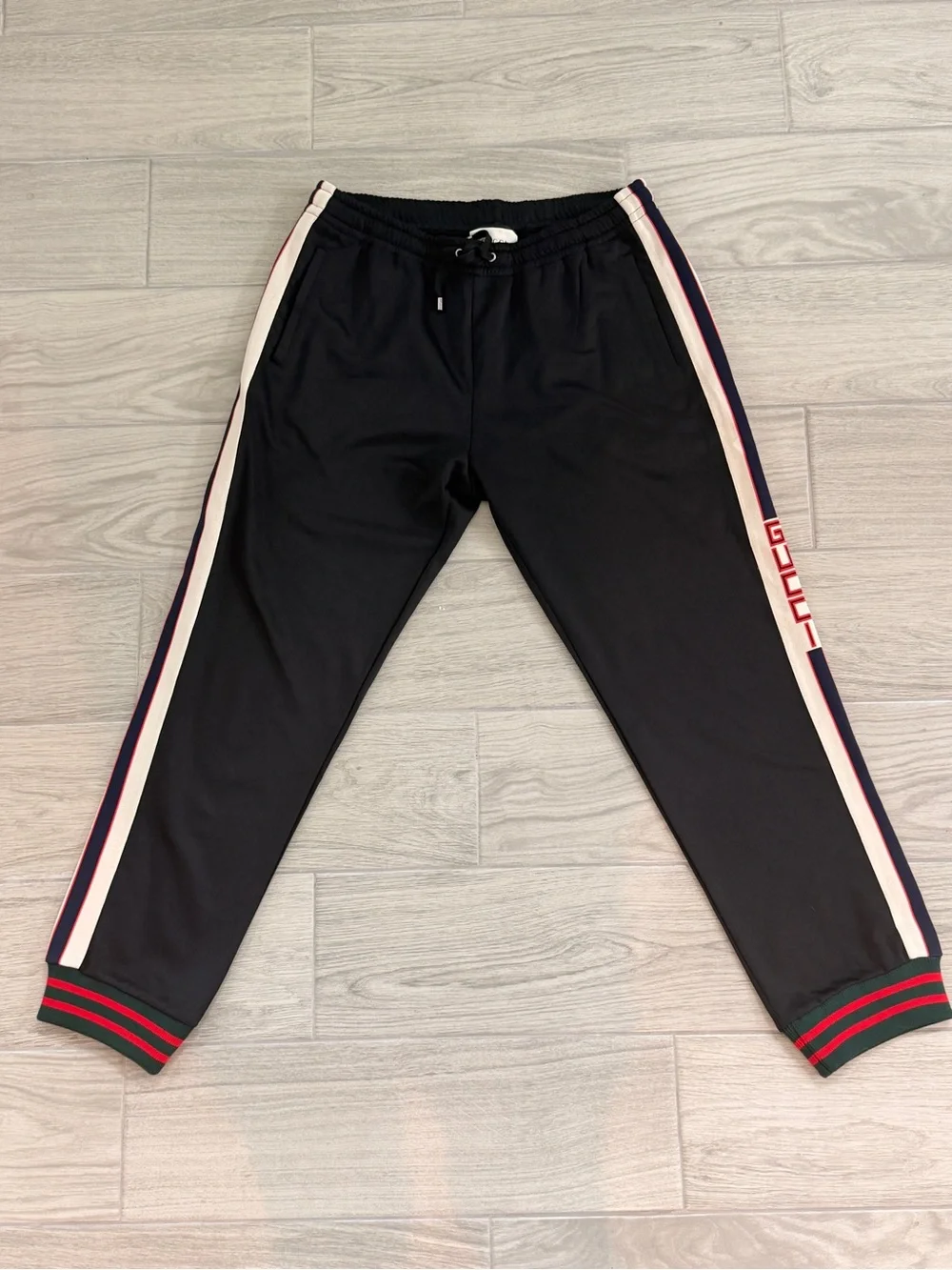 XXXL Gucci Black Technical Jersey Logo Stripe Track Suit – Jacket & Pants Set